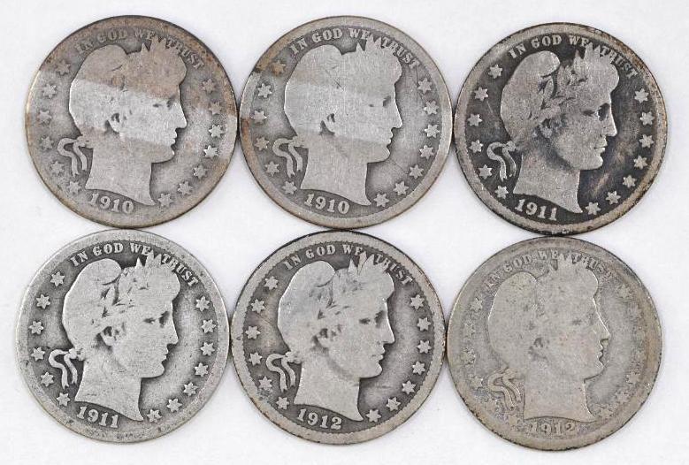 Group of (6) Barber Silver Quarters (1 of 2)