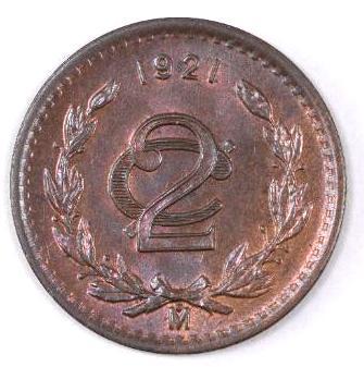 1921 Mexico ESTADOS UNIDOS MEXICANOS 2 Centavos (1 of 2)