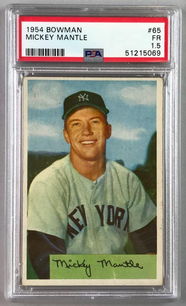 1954 Bowman Baseball Mickey Mantle Card PSA 1.5 (1 of 2)