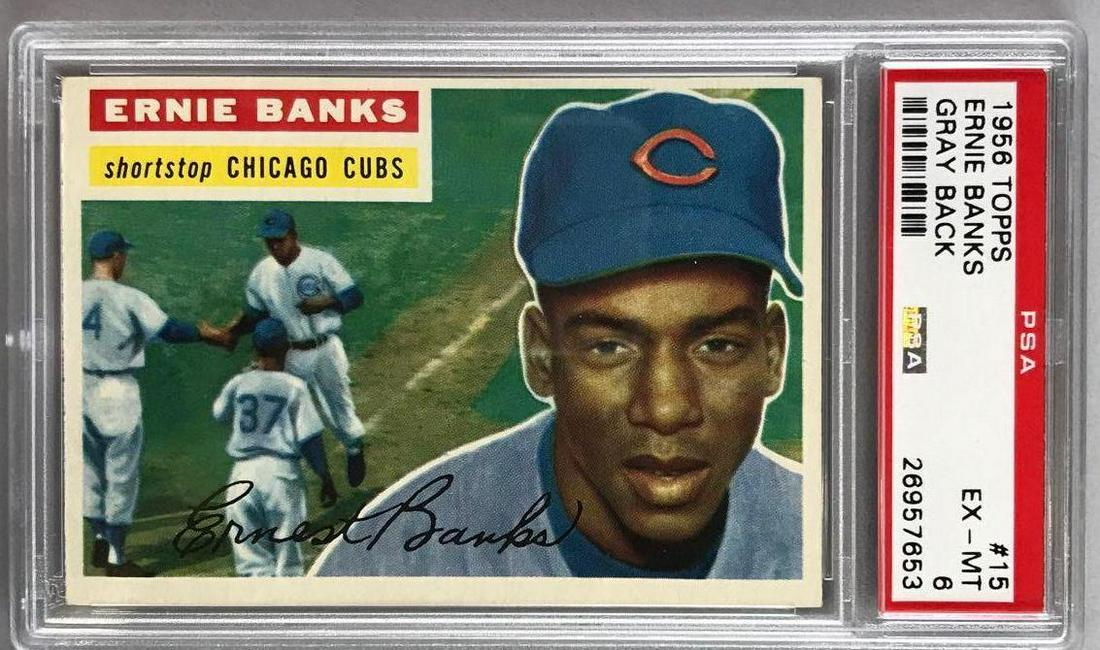 1956 Topps Baseball Ernie Banks Card PSA 6 (1 of 2)
