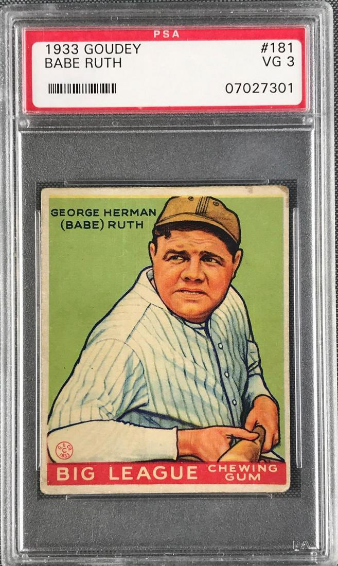 1933 Goudey Babe Ruth Baseball Card #181 PSA 3 (1 of 2)