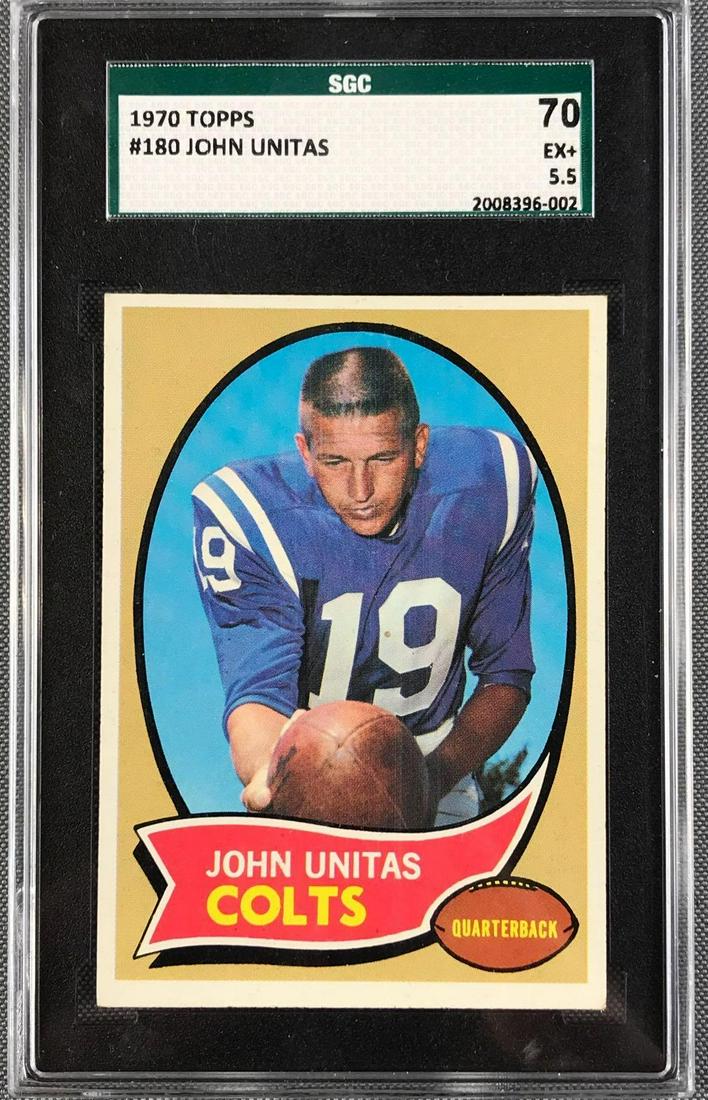 1970 Topps John Unitas Football Card #180 SGC 5.5 (1 of 2)