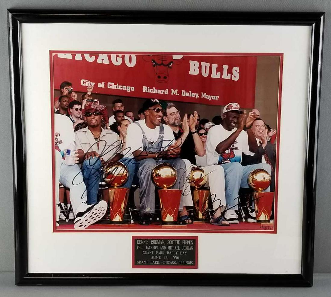 Framed Chicago Bulls signed photo Jordan Rodman Pippen (1 of 5)