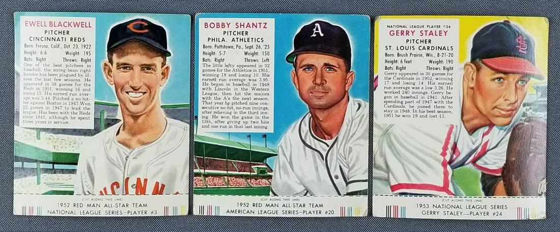 Group of 3 Red Man Tobacco baseball trading cards (1 of 5)