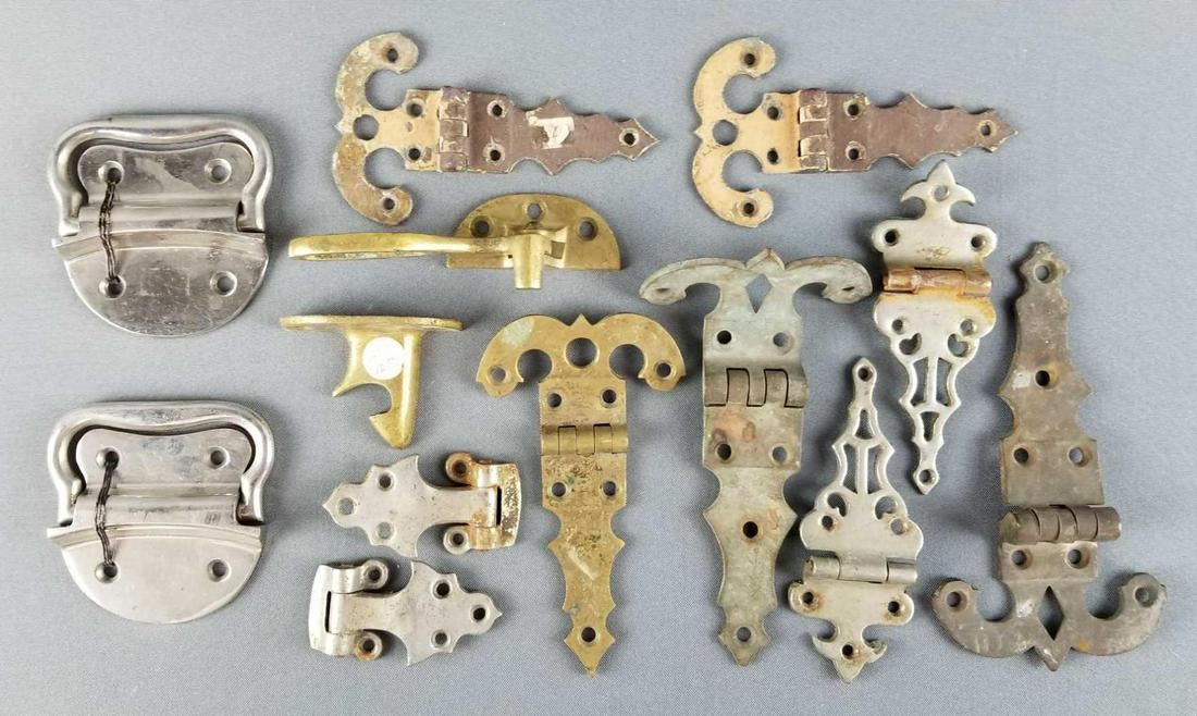 Group of hinges and hardware: Some brass