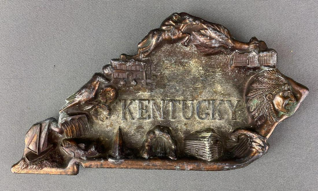 Metal Kentucky Souvenir Ashtray: Approximately 8.75 inches long