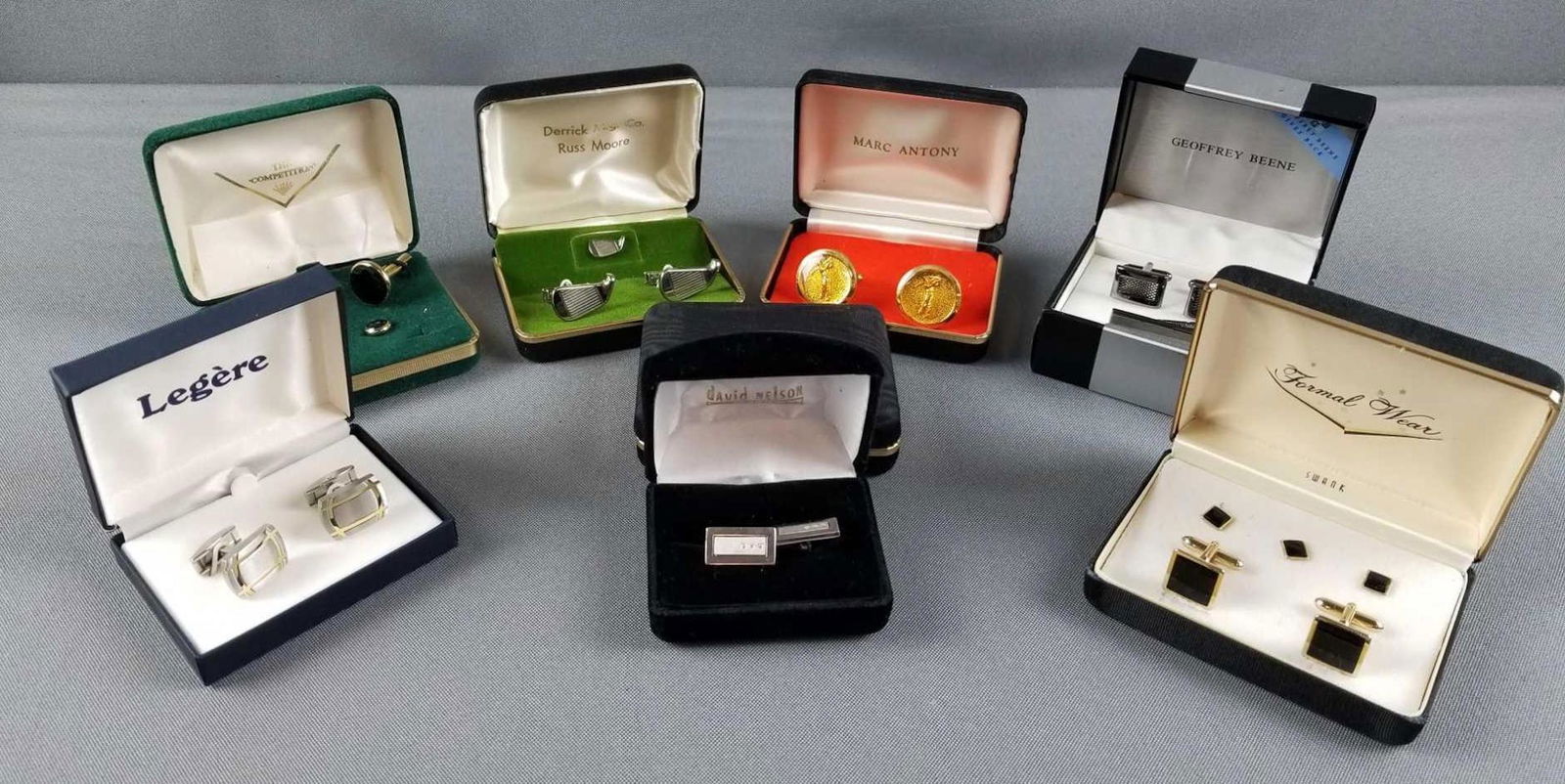 Group of cufflinks and tie clips (1 of 4)