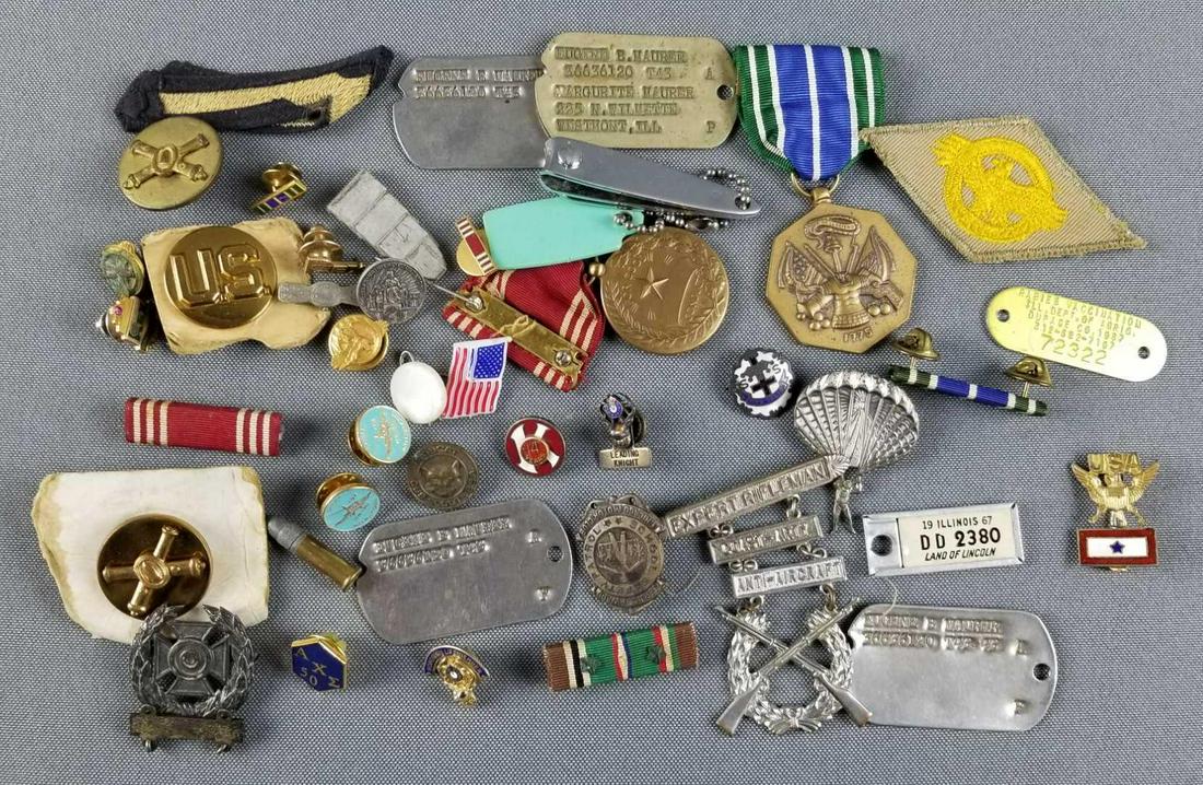 Group of military pins, patches, buttons and more (1 of 4)