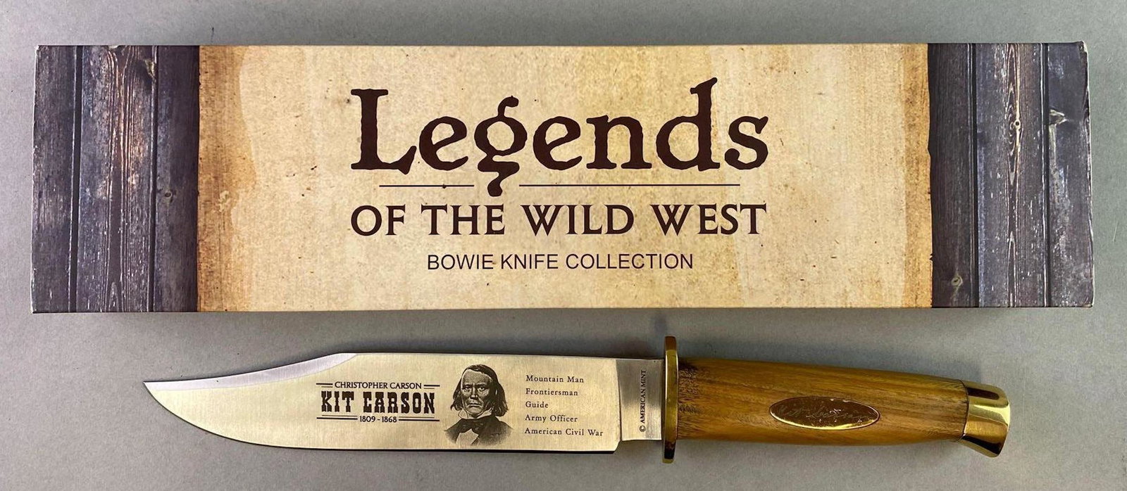 Legends of the West Ali Carson Bowie Knife: Limited edition. Measures 12 1/2 inches long. New in box with certificate of authenticity. Made by American Mint