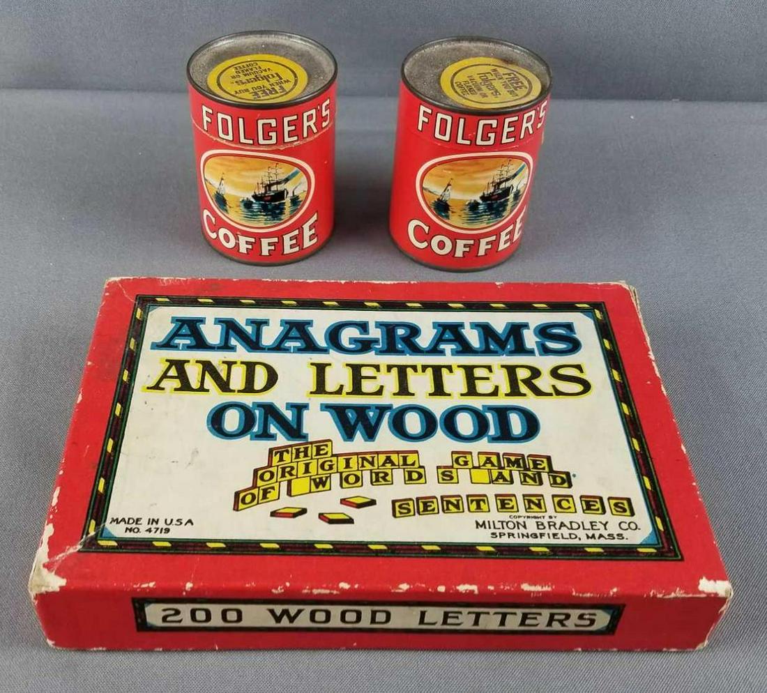 Folgers coffew puzzles, anagrams and letters game: Unknown completion. One puzzle is sealed.