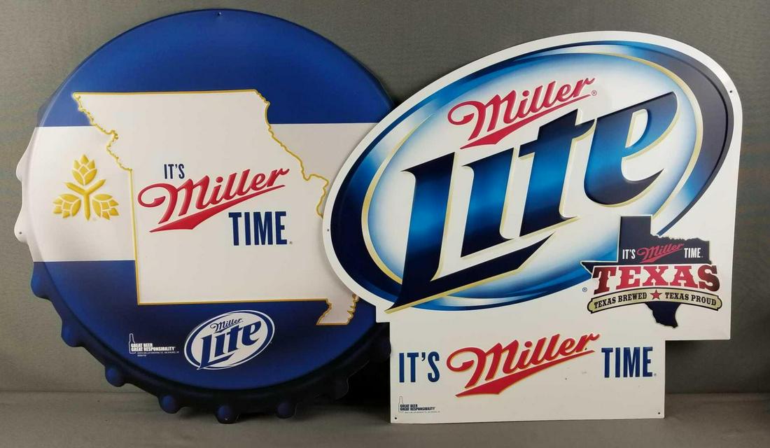 2 Miller Time metal advertising signs (1 of 4)