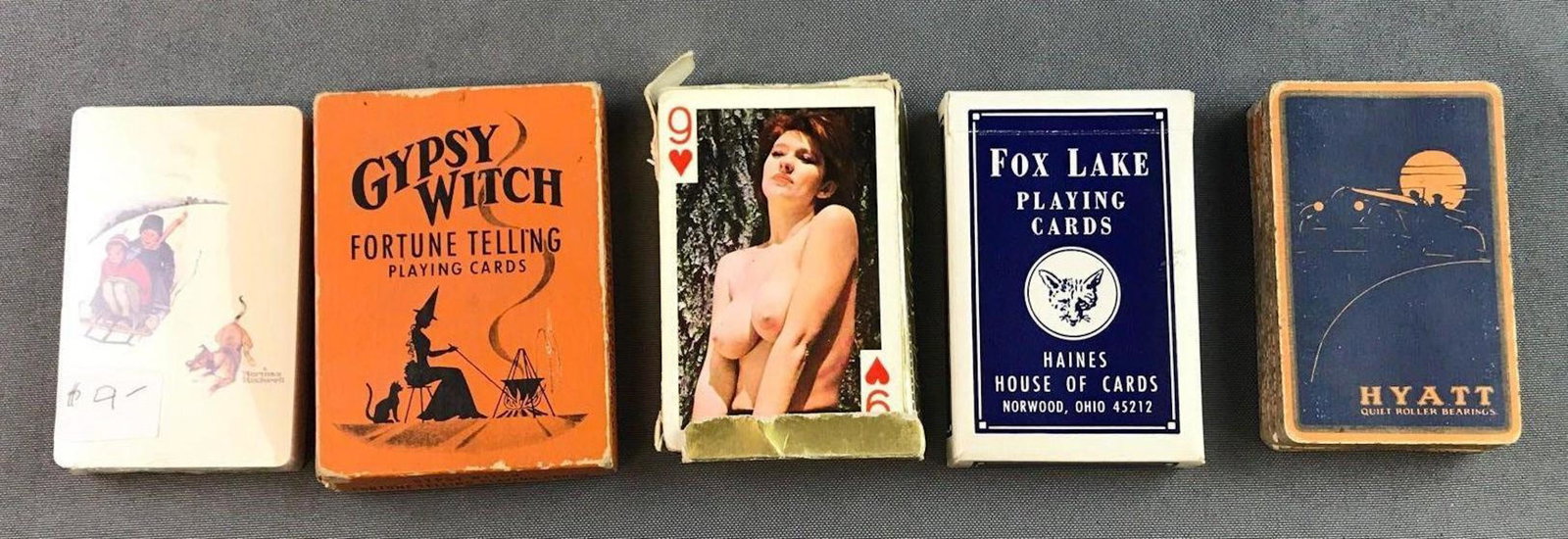 Group of playing card decks: Completeness unknown, 5 decks total.