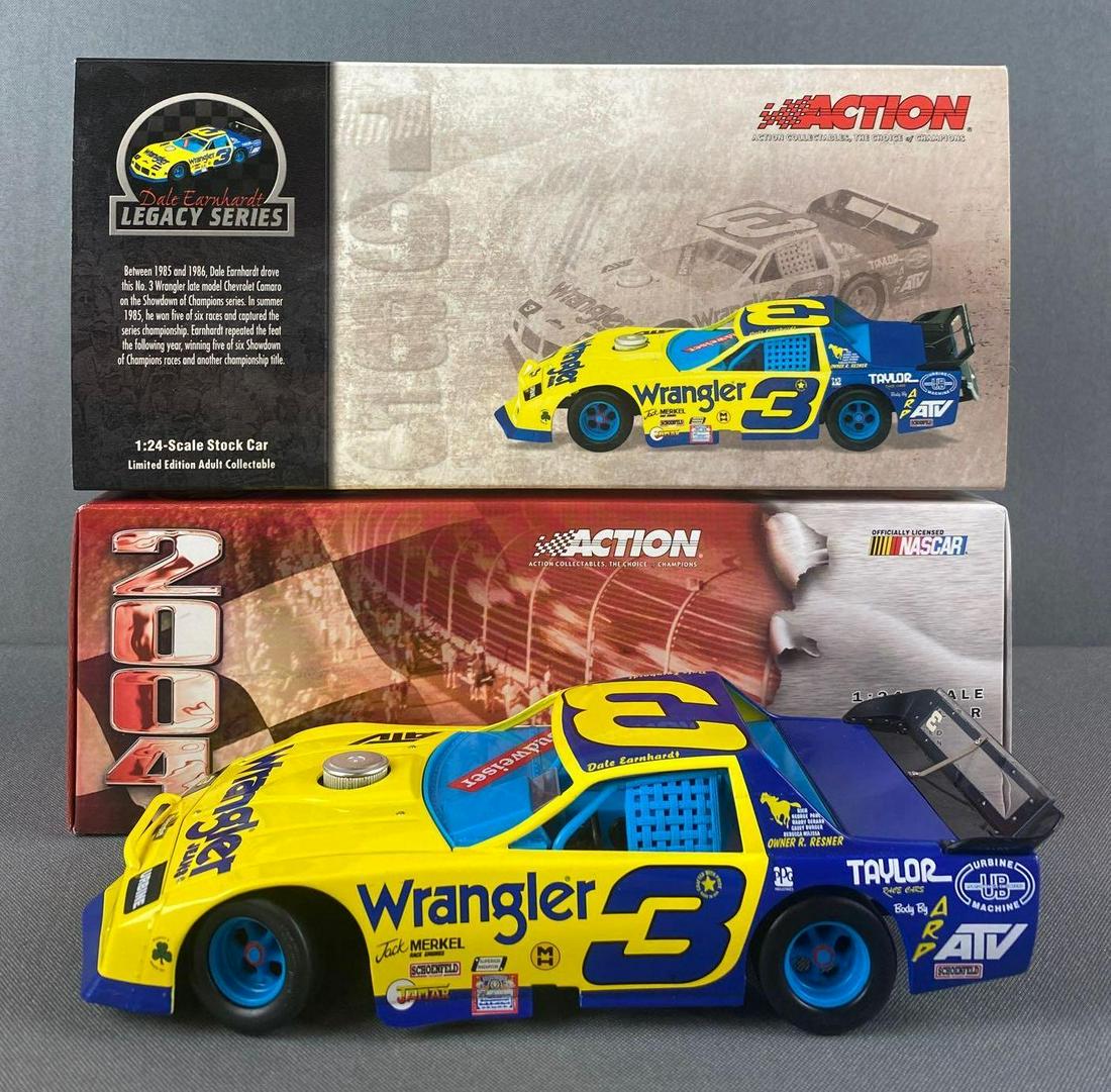 Action Racing Collectibles Legacy Series Dale Earnhardt: 1/24 scale die-cast No. 3 Wrangler Jeans Outlaw 1985 Camaro Outlaw Late Model Xtreme, in original packaging with COA