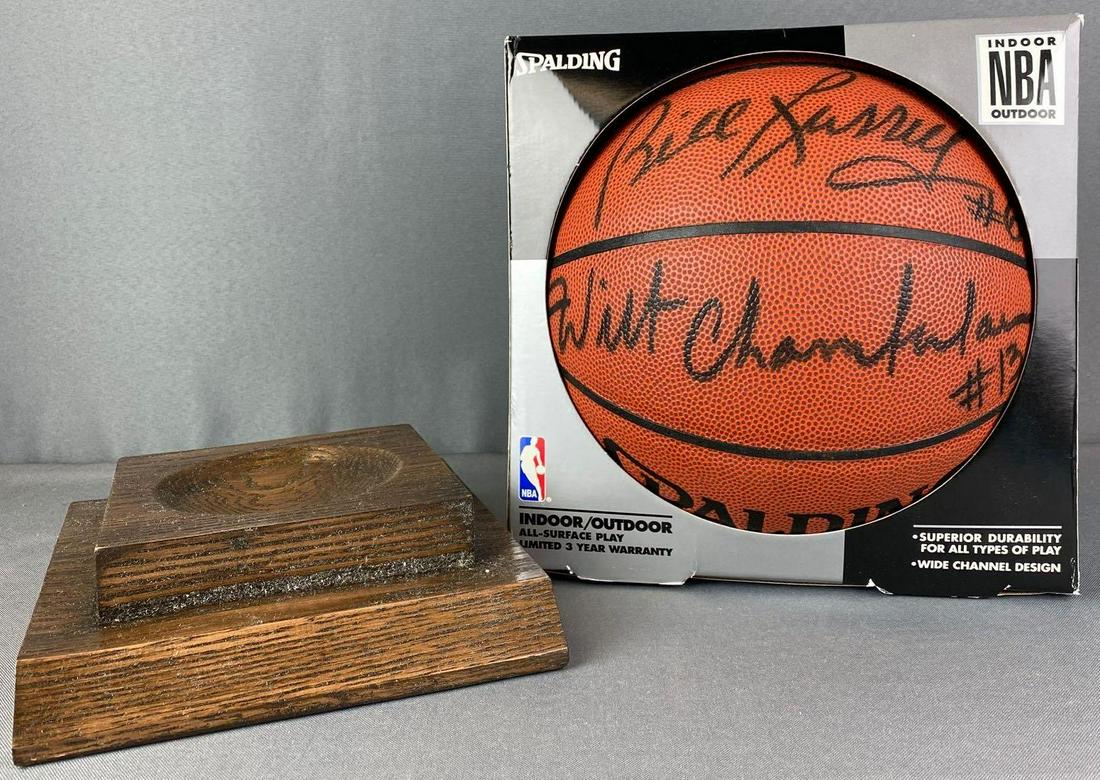 Signed Bill Russel and Wilt Chamberlain Basketball (1 of 3)