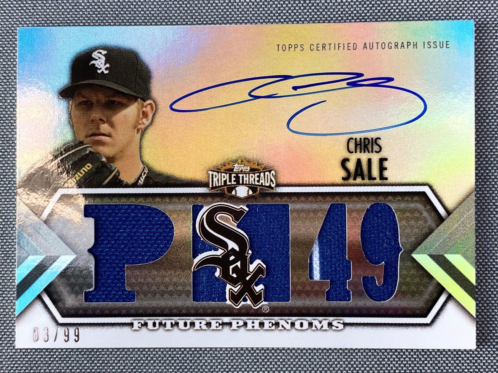 2012 Topps Chris Sale Signed Jersey Material Card (1 of 2)