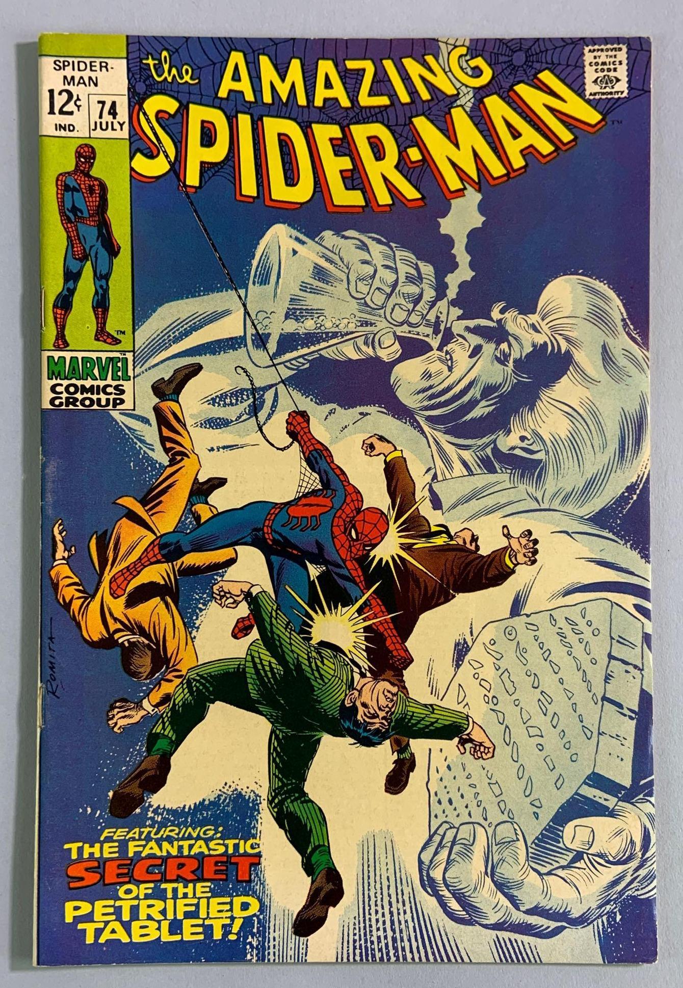 Marvels The Amazing Spider-Man No. 74 comic book: 2 app Silvermane, 2nd Man Mountain Marko. July 1969, silver age, $.12
