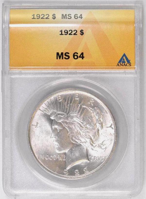 1922 P Peace Silver Dollar (ANACS) MS64 (1 of 2)