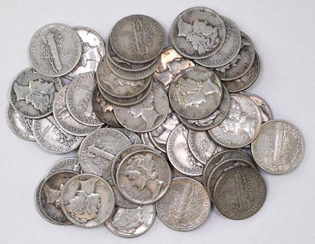 Group of (50) Mercury Silver Dimes (1 of 1)