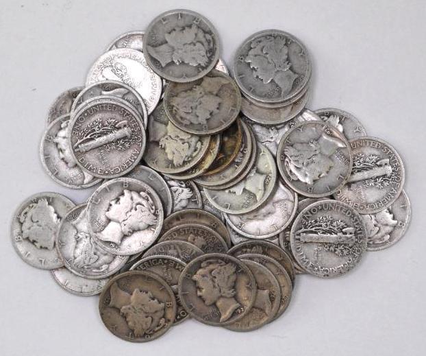 Group of (50) Mercury Silver Dimes (1 of 1)