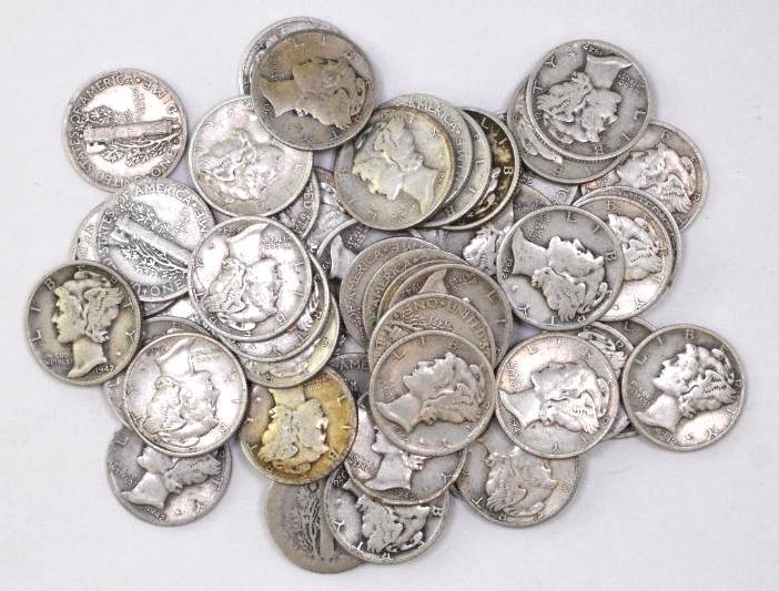 Group of (50) Mercury Silver Dimes (1 of 1)