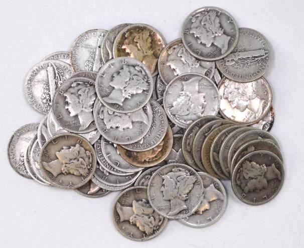 Group of (50) Mercury Silver Dimes (1 of 1)