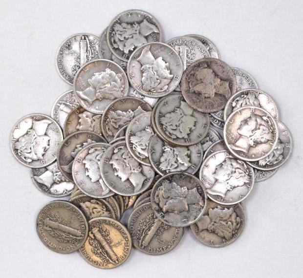 Group of (50) Mercury Silver Dimes (1 of 1)