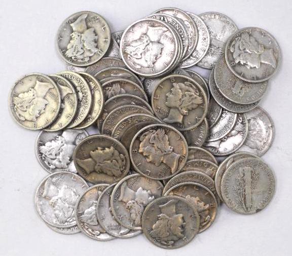Group of (50) Mercury Silver Dimes (1 of 1)