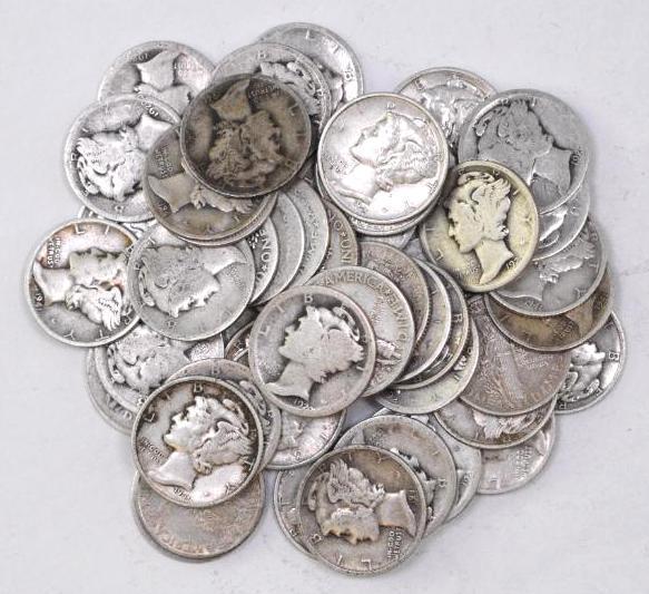 Group of (50) Mercury Silver Dimes (1 of 1)