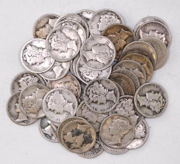 Group of (50) Mercury Silver Dimes (1 of 1)