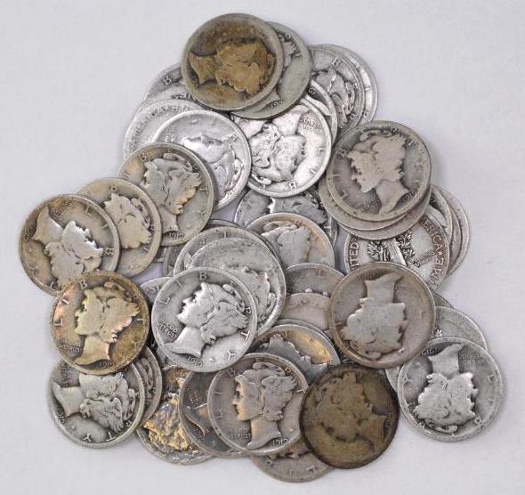 Group of (50) Mercury Silver Dimes (1 of 1)