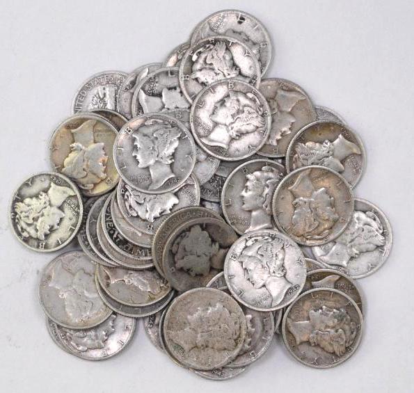 Group of (50) Mercury Silver Dimes (1 of 1)