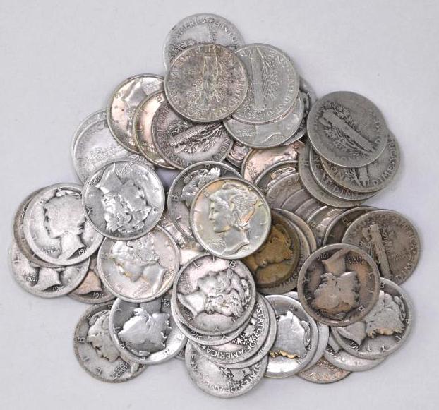Group of (50) Mercury Silver Dimes (1 of 1)