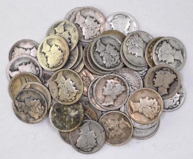 Group of (50) Mercury Silver Dimes (1 of 1)