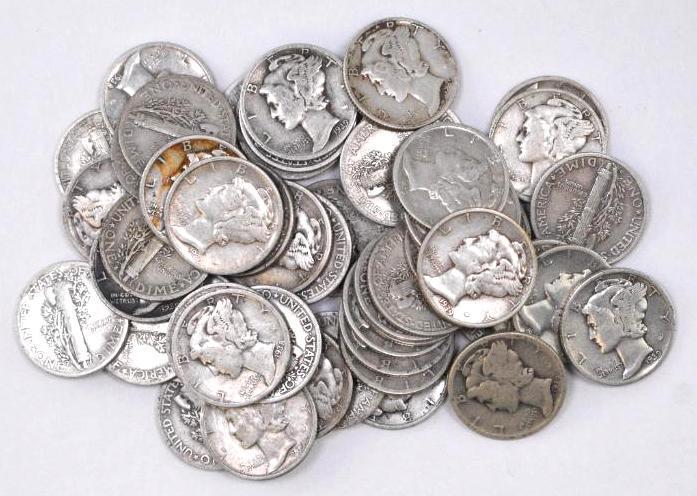 Group of (50) Mercury Silver Dimes (1 of 1)