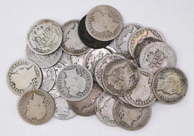 Group of (30) Barber Silver Dimes (1 of 1)