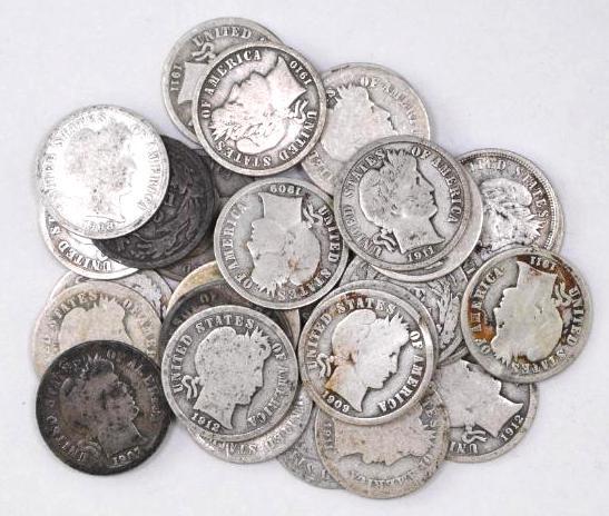 Group of (30) Barber Silver Dimes (1 of 1)