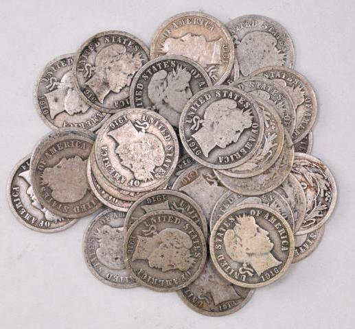 Group of (30) Barber Silver Dimes (1 of 1)