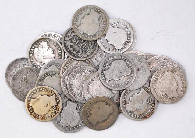Group of (30) Barber Silver Dimes (1 of 1)