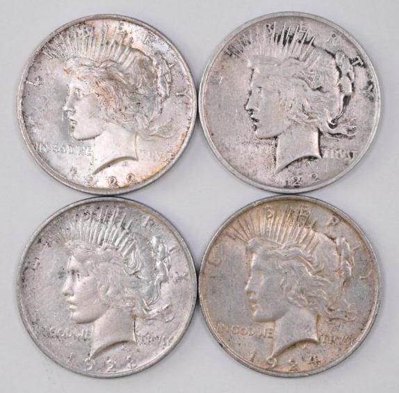 Group of (4) Peace Silver Dollars (1 of 2)