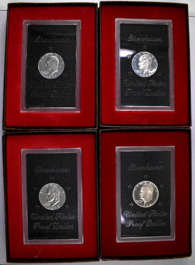Group of (4) 1971-1974 Brown Box 40% Silver Eisenhower (1 of 1)