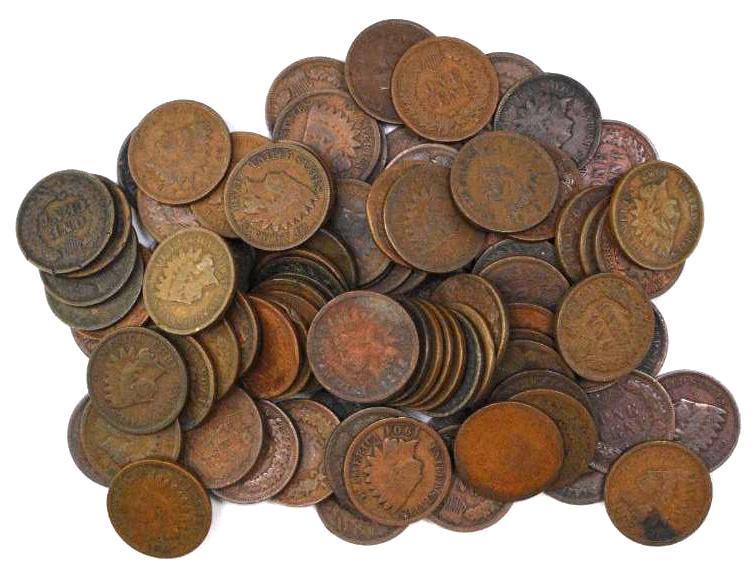 Group of (100) Indian Head Cents (1 of 1)