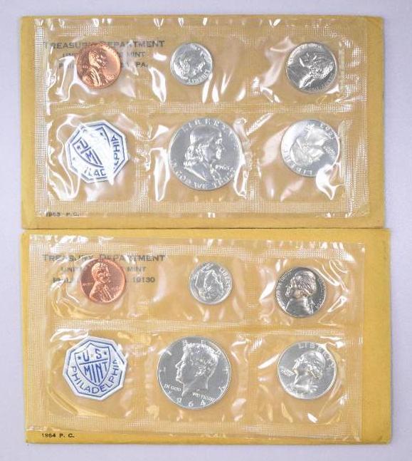 Group of (2) 1963 & 1964 5-Coin U.S. Proof Set in (1 of 2)