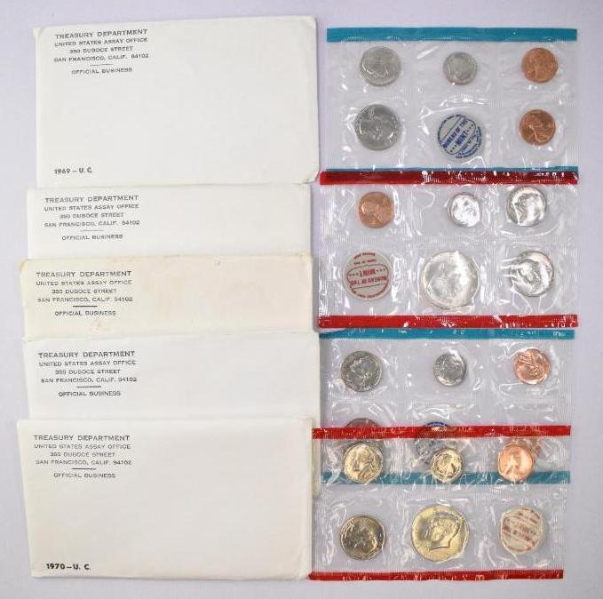 Group of (5) 1969 & 1970 10-Coin U.S. Mint Sets in (1 of 1)