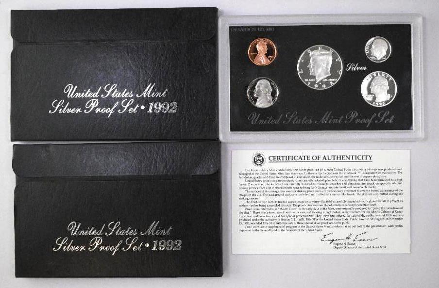 Group of (2) 1992 5-Coin Silver Proof Sets (1 of 1)