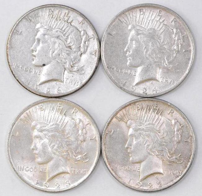Group of (4) Peace Silver Dollars (1 of 2)