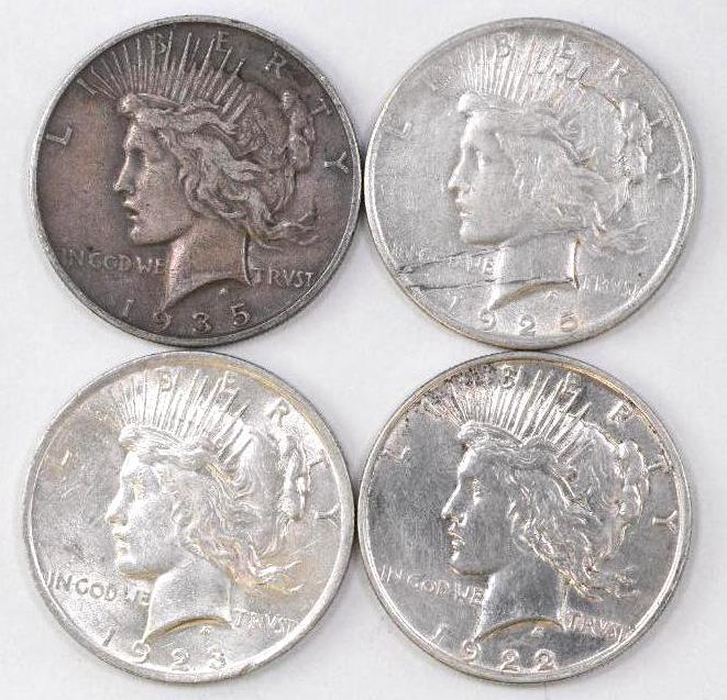 Group of (4) Peace Silver Dollars (1 of 2)