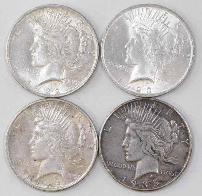 Group of (4) Peace Silver Dollars (1 of 2)