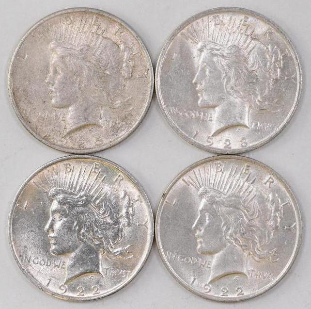 Group of (4) Peace Silver Dollars (1 of 2)