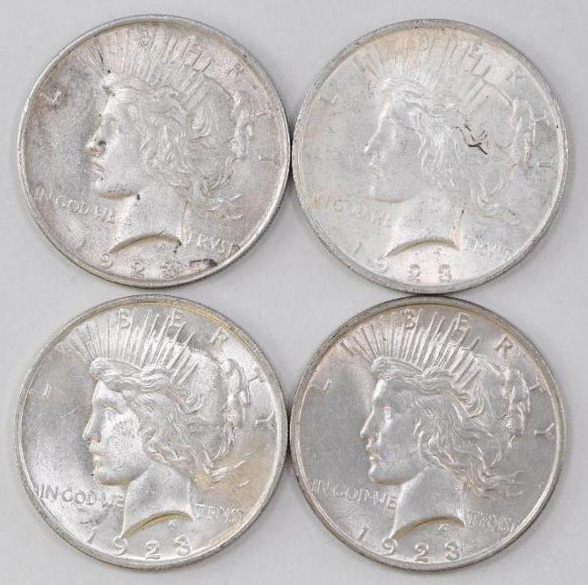 Group of (4) 1923 P Peace Silver Dollars (1 of 2)