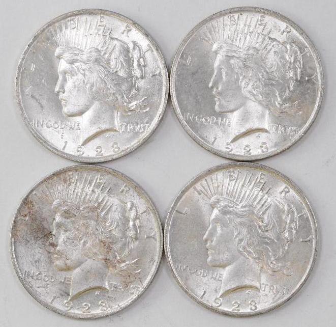 Group of (4) 1923 P Peace Silver Dollars (1 of 2)